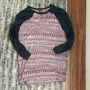 3/4 length sleeve baseball tee